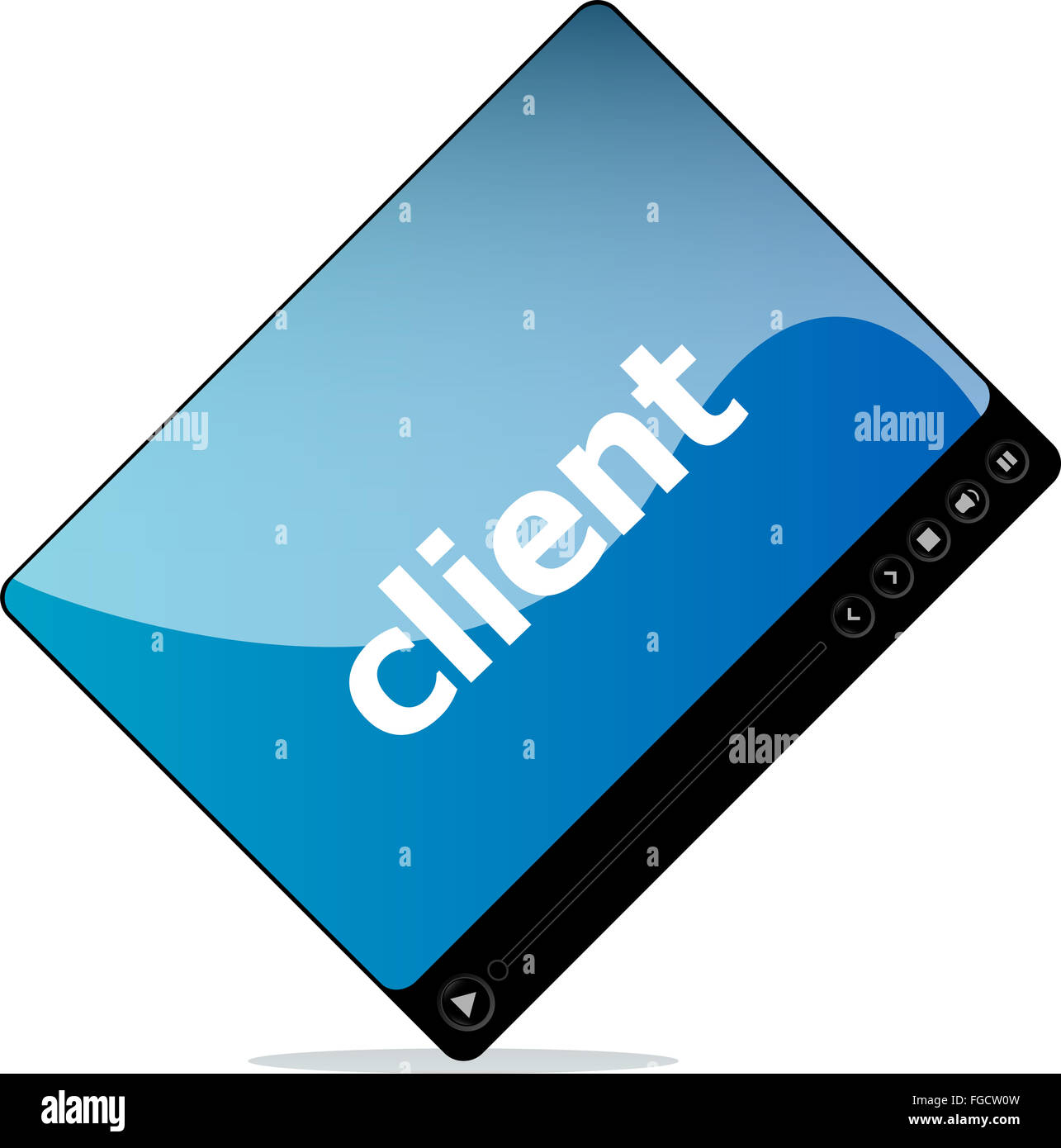 Video player for web client word on it stock photo alamy