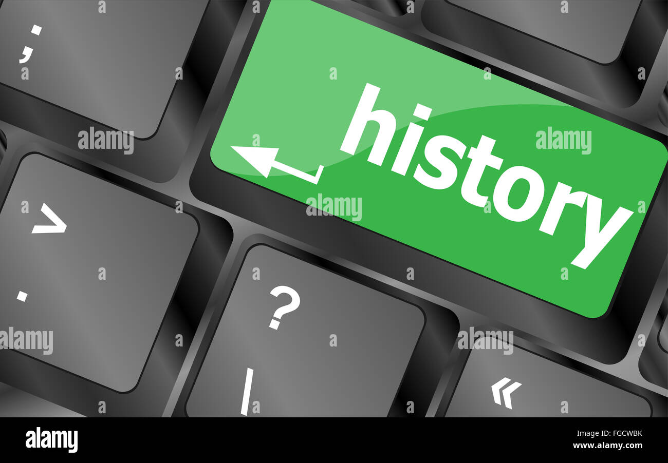Laptop keyboard and key history on it Stock Photo