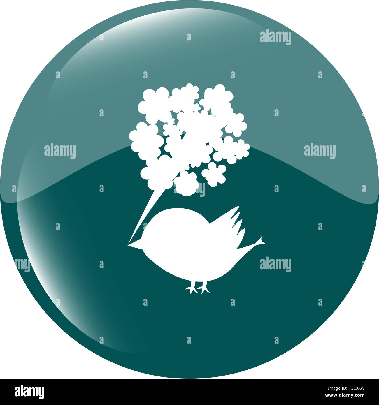 bird and flowers button, icon isolated on white Stock Photo - Alamy