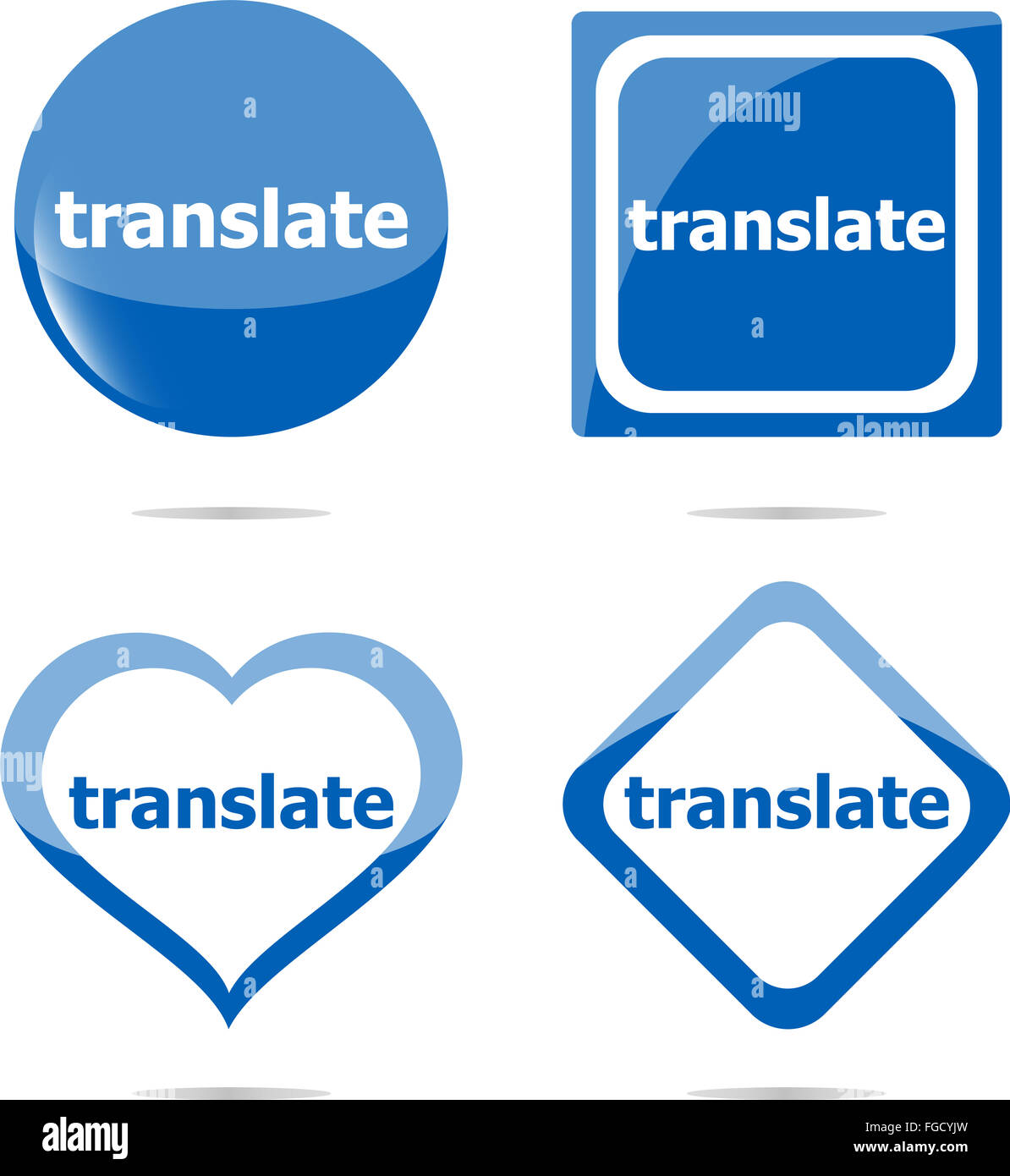 translate stickers set isolated on white, icon button Stock Photo - Alamy