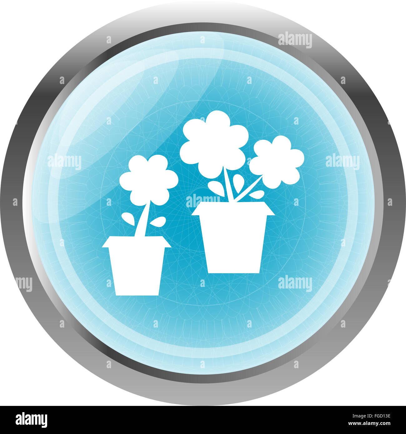 Flowerpot with flower icon isolated on white Stock Photo