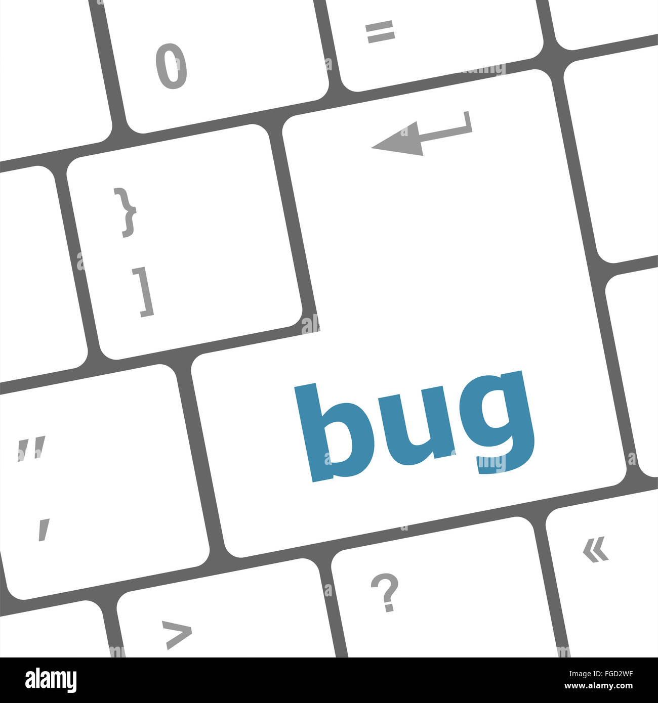 Computer keyboard with bug key. business concept Stock Photo