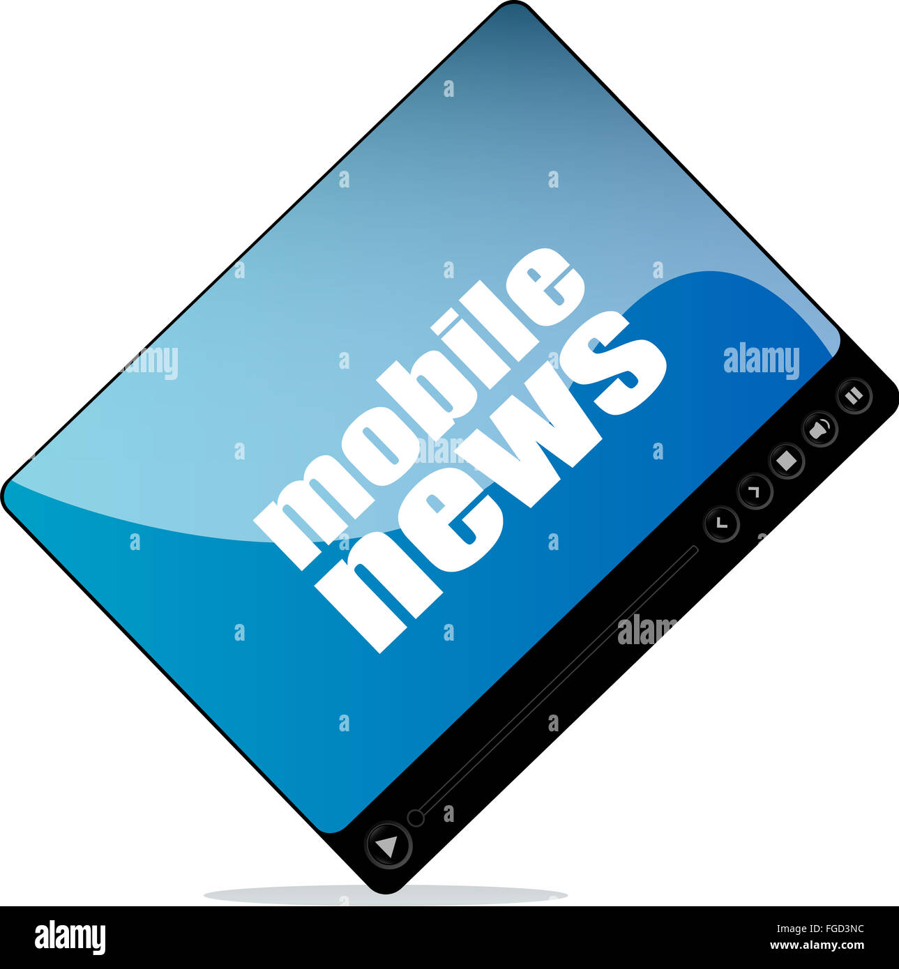 Video player for web with mobile news word Stock Photo