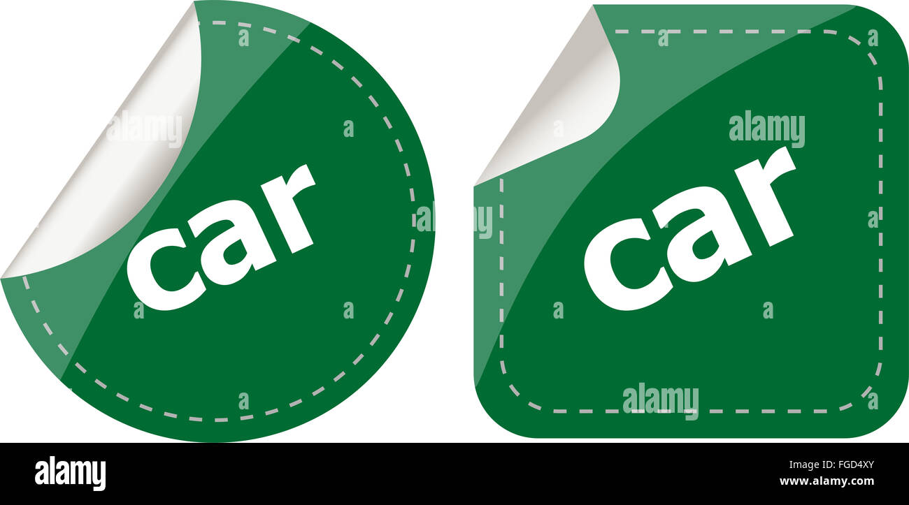 car word stickers set, web icon button Stock Photo Alamy