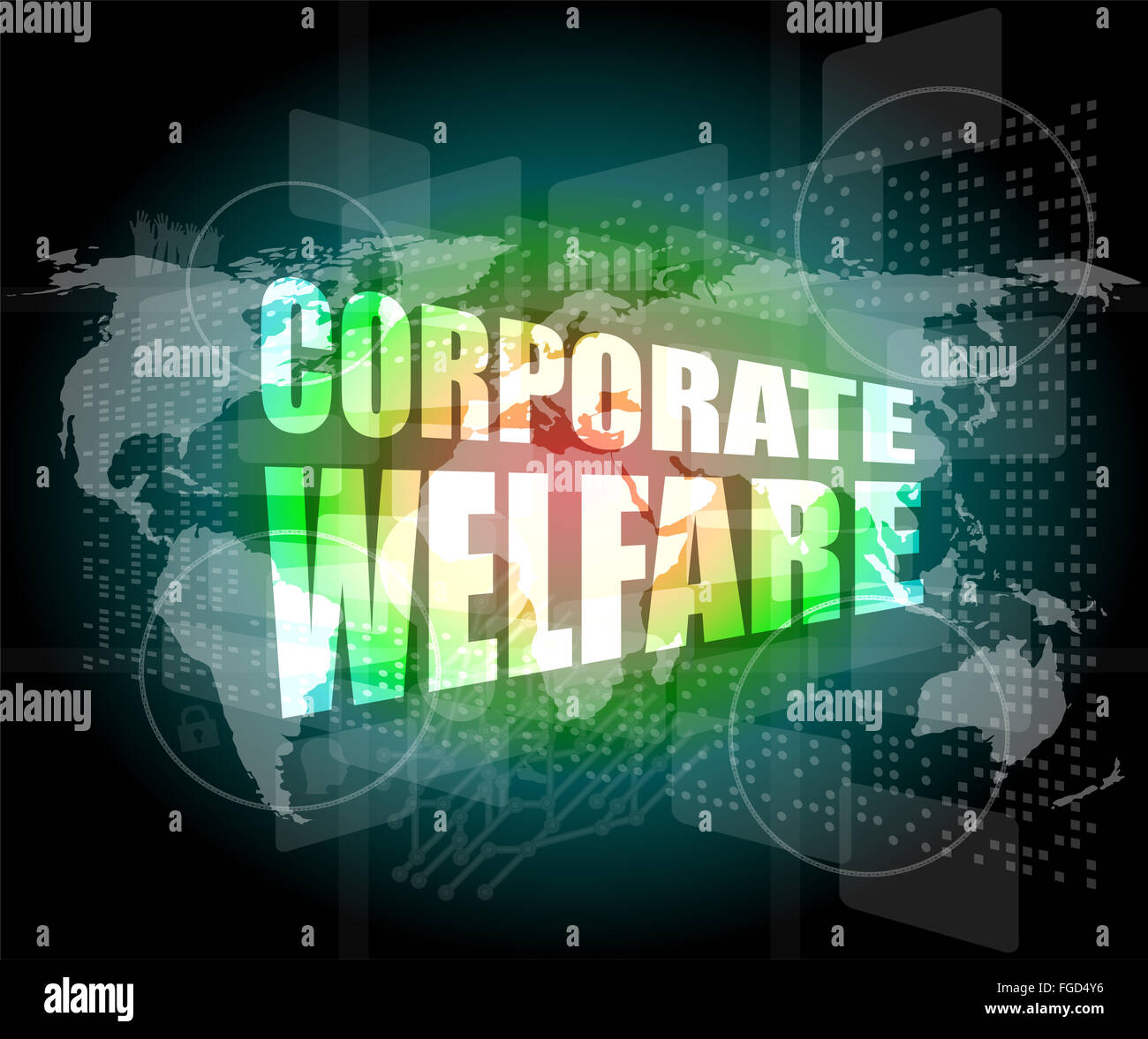 corporate welfare word on business digital screen Stock Photo