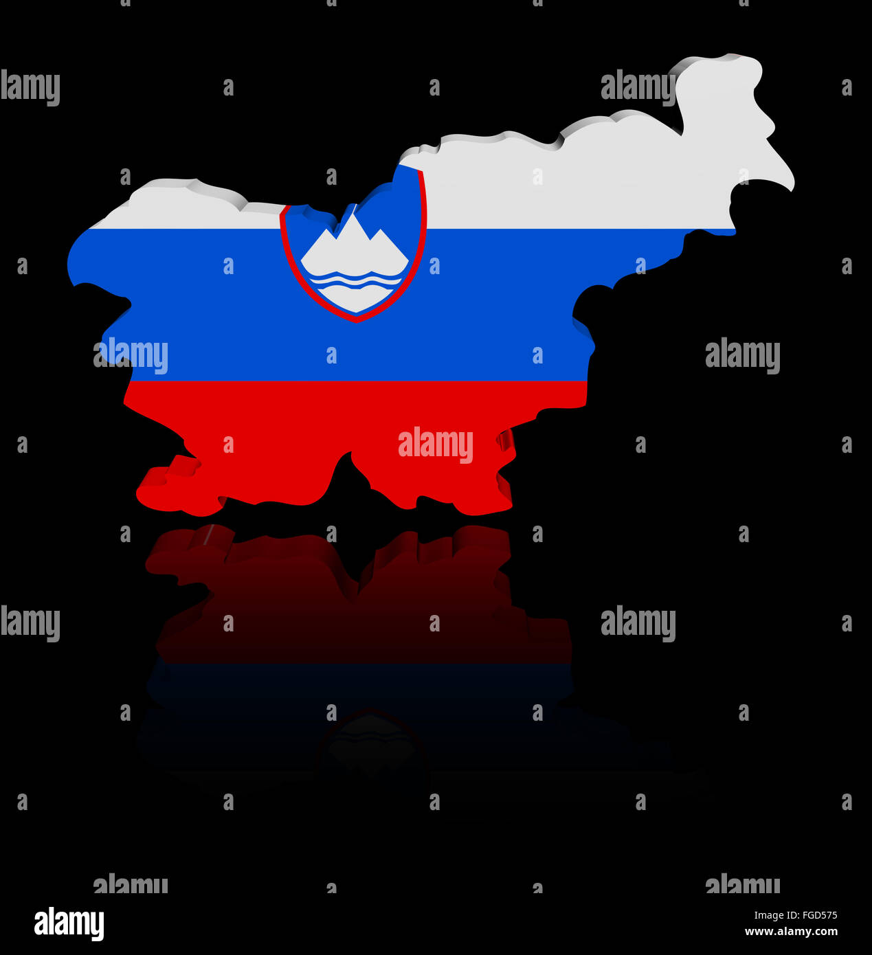 Slovenia map flag with reflection illustration Stock Photo - Alamy