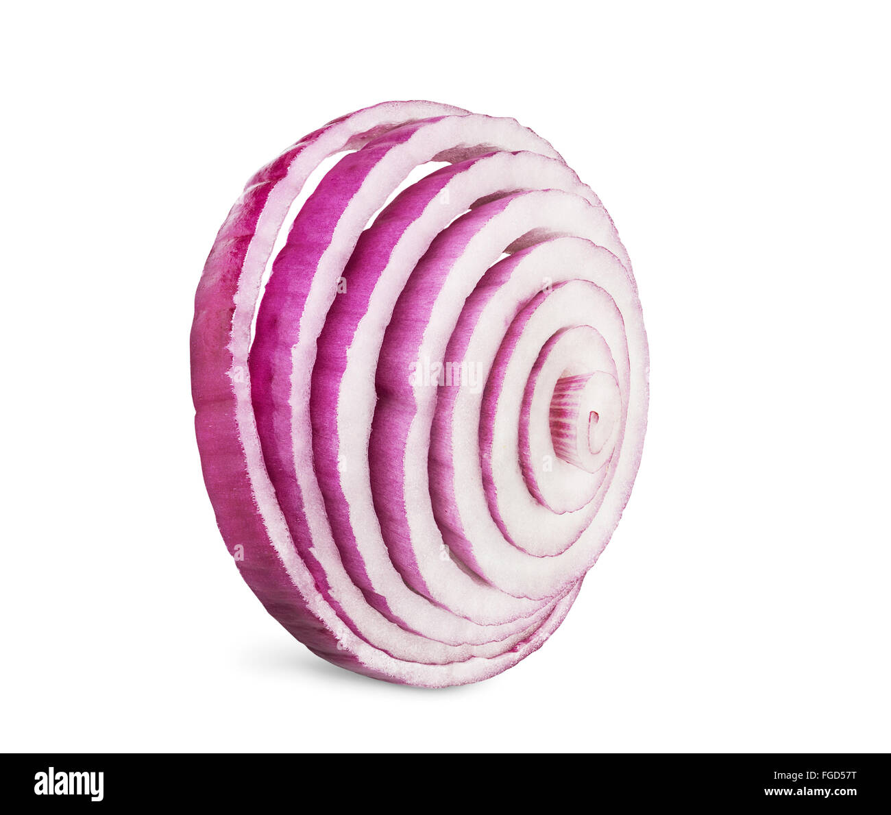sliced red onions  rings isolated on white background Stock Photo