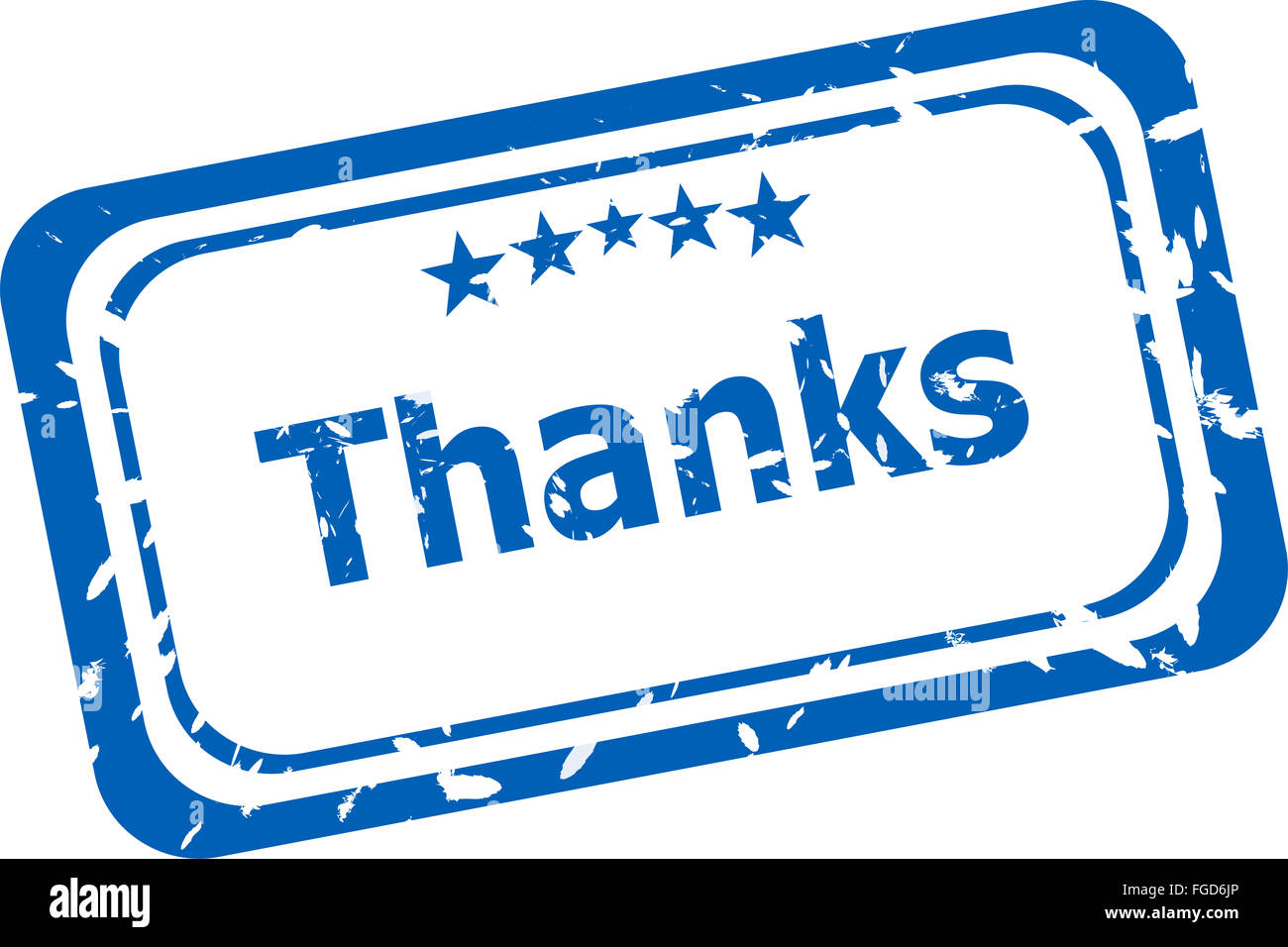 Stylized stamp showing the term thanks. All on white background Stock Photo