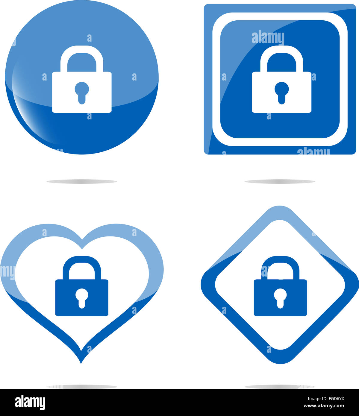 stickers set with closed lock, security concept Stock Photo