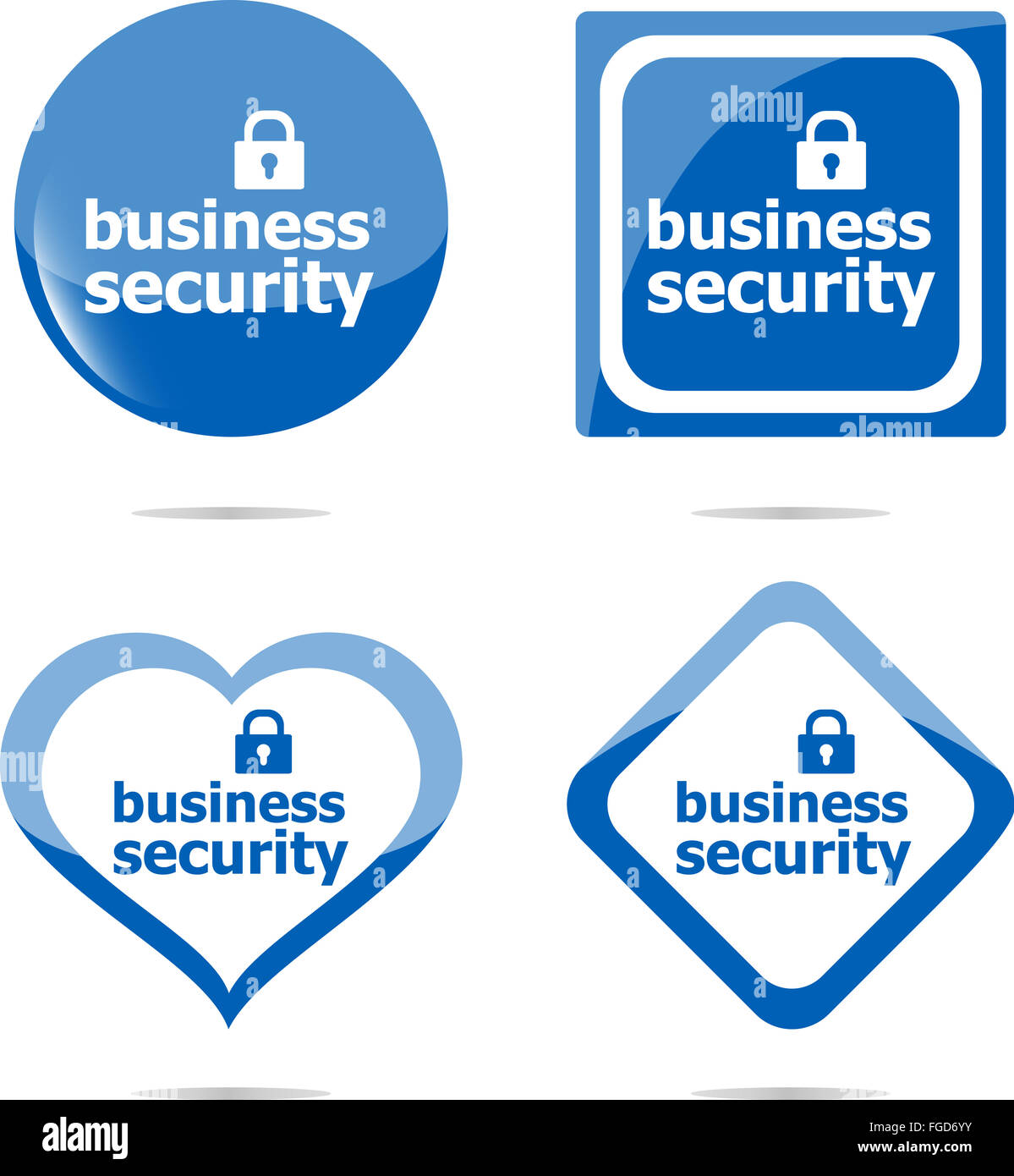 business security stickers label tag set isolated on white Stock Photo
