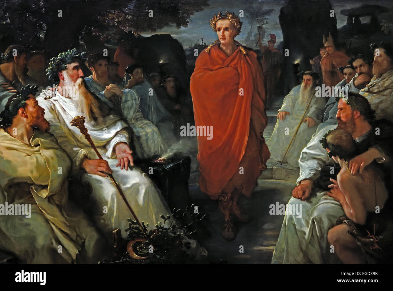 Caesar just deal with the Druids ( Campaigns Gallic ) 1867 Hippolyte Debon 1807-1872 France French ( Gaius Julius Caesar 100  – 44 BC Roman emperor general statesman ) Stock Photo