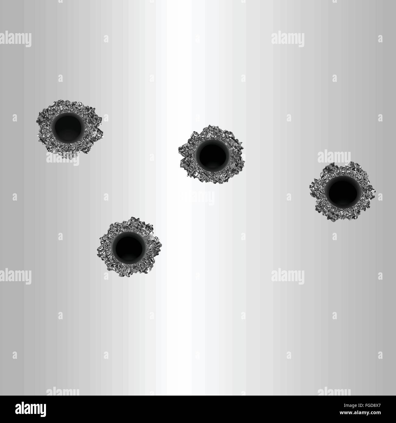 Vector format of bullet holes in metal plate. Stock Vector