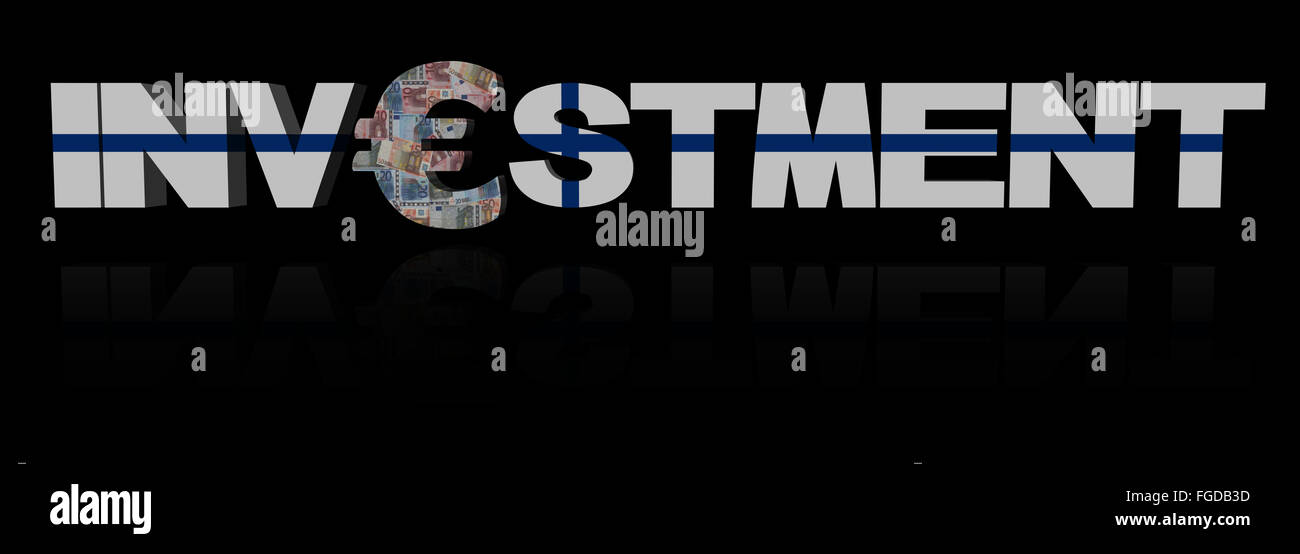 Investment text with euro symbol and Finnish flag illustration Stock ...