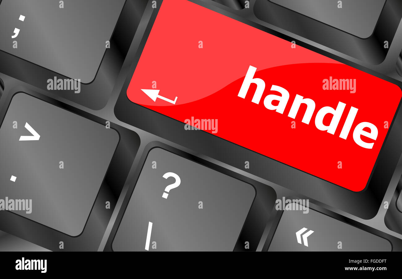 computer keyboard with words handle on enter button Stock Photo - Alamy