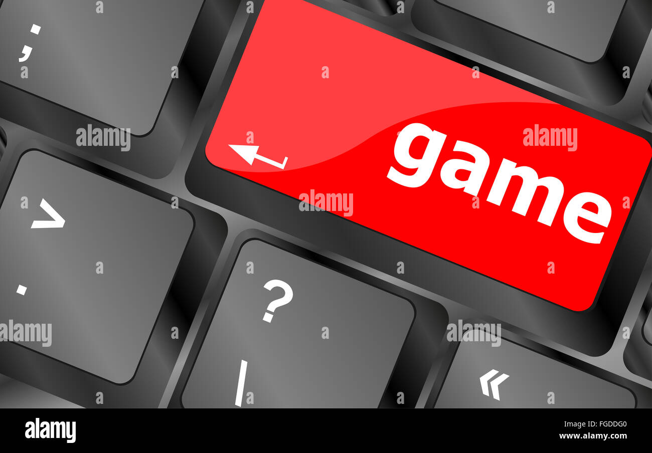 Computer keyboard with game key - technology background Stock Photo