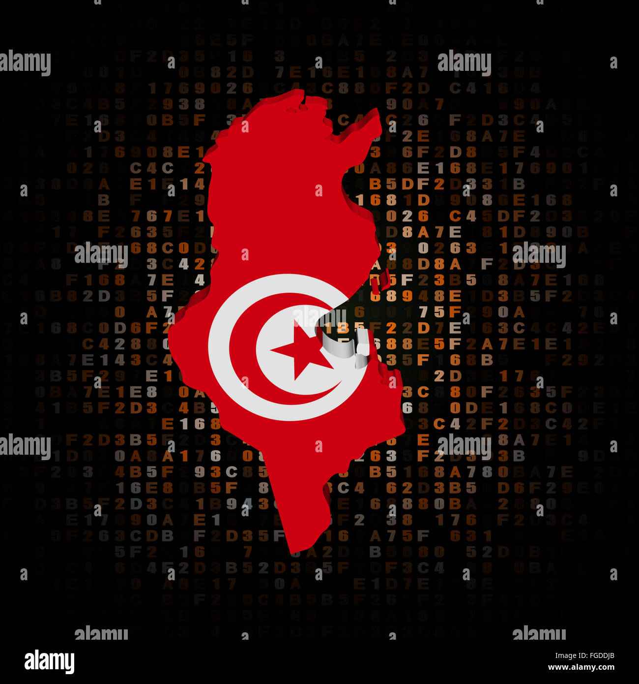 Tunisia map flag on hex code illustration Stock Photo Alamy