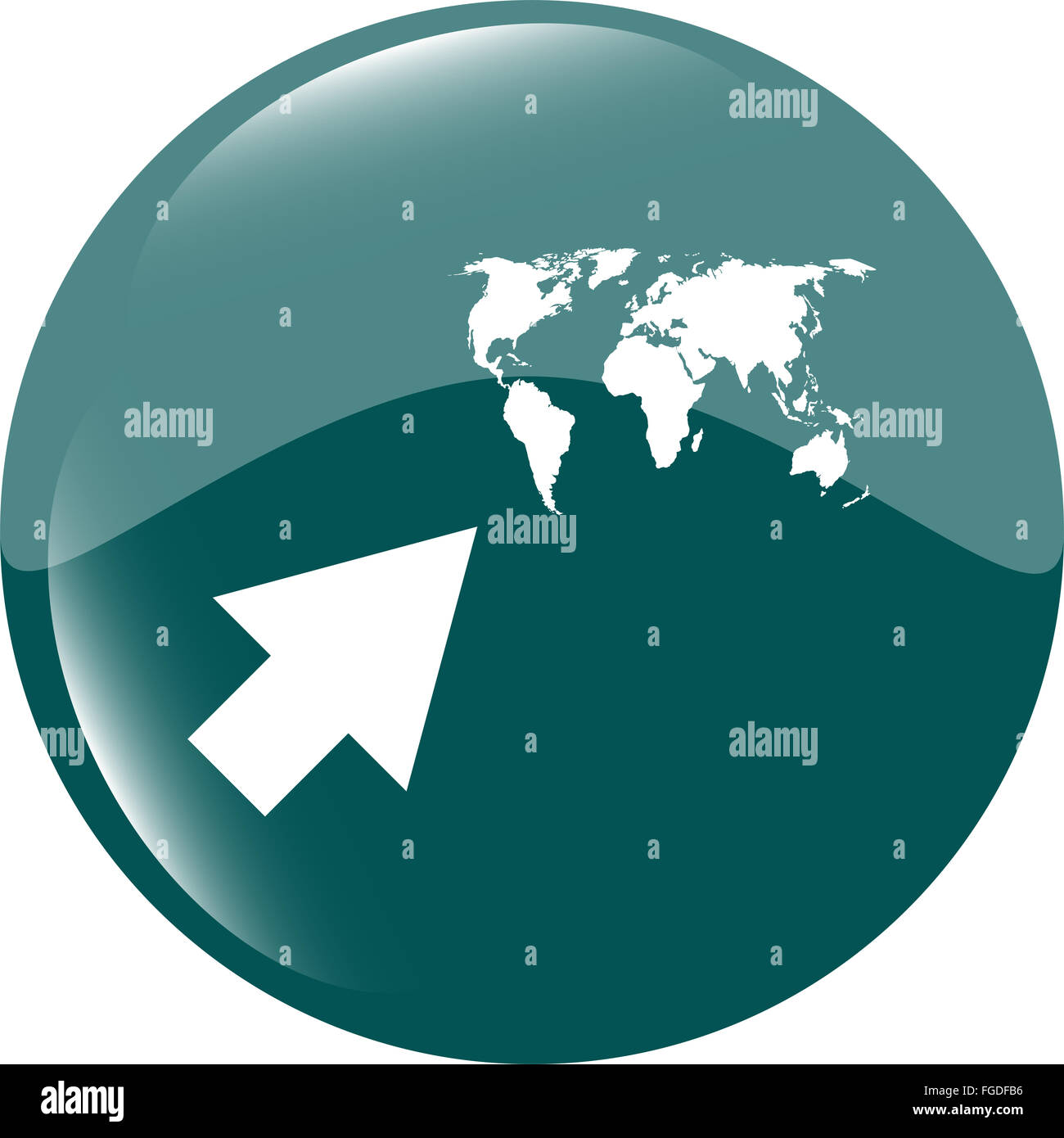 arrow sign icon with world map sign. Arrows symbol. Icon for App. Web button Stock Photo