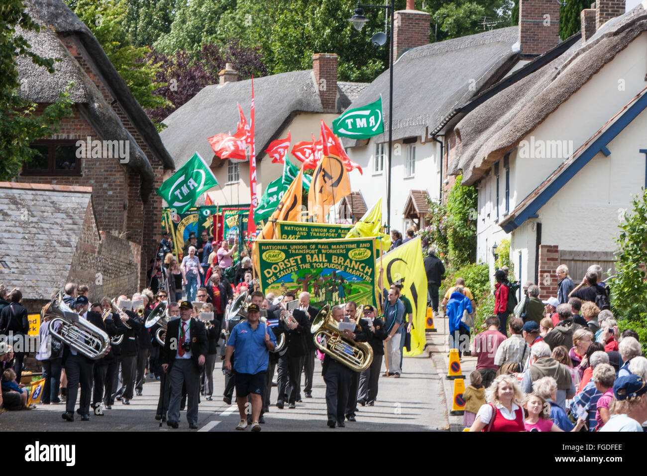 At Tolpuddle Martyrs Festival.Trade Union gathering rally held annually in July in Dorset village of Tolpuddle,England,Europe. Stock Photo