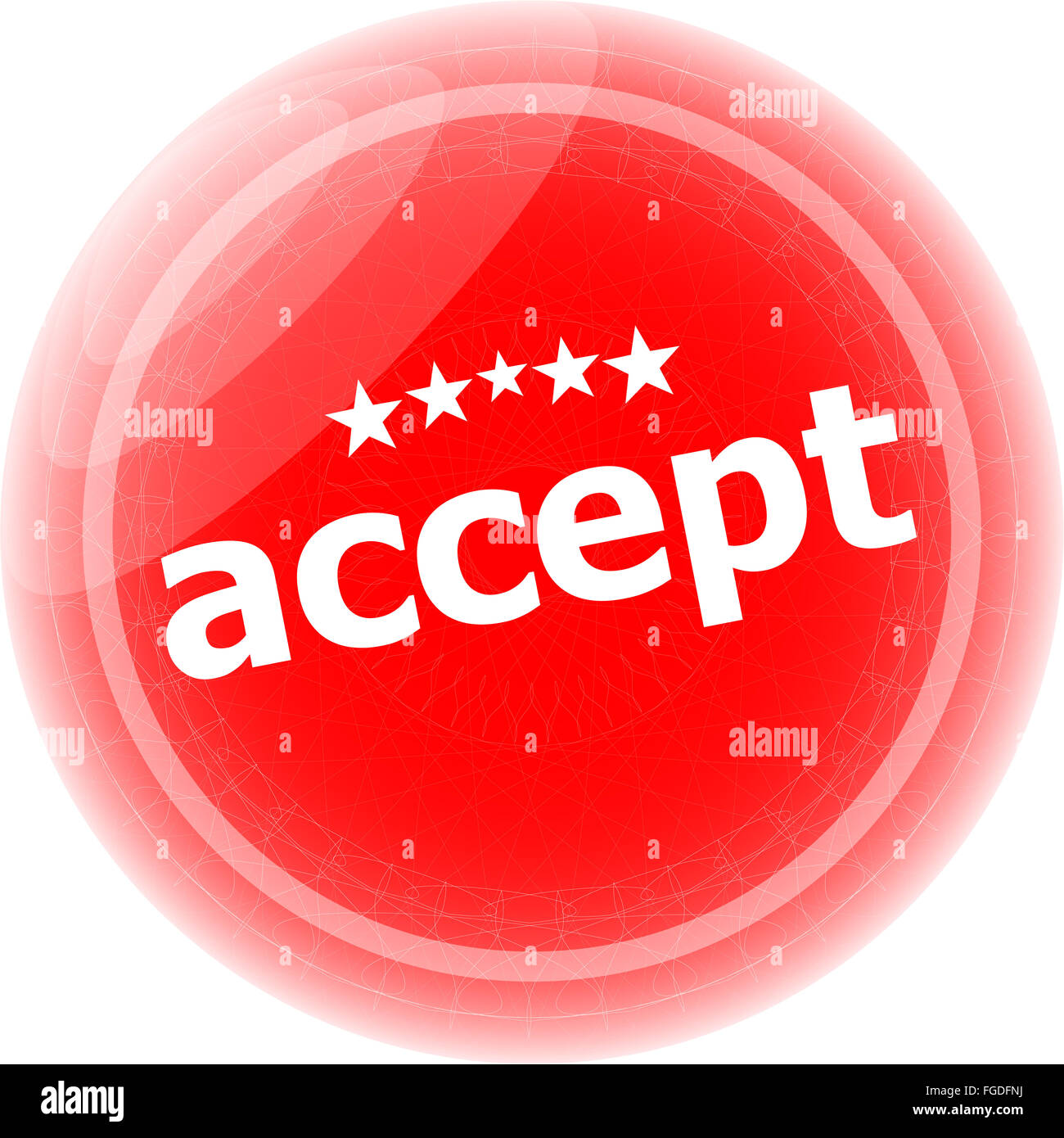 black accept red stickers on white, icon button Stock Photo Alamy