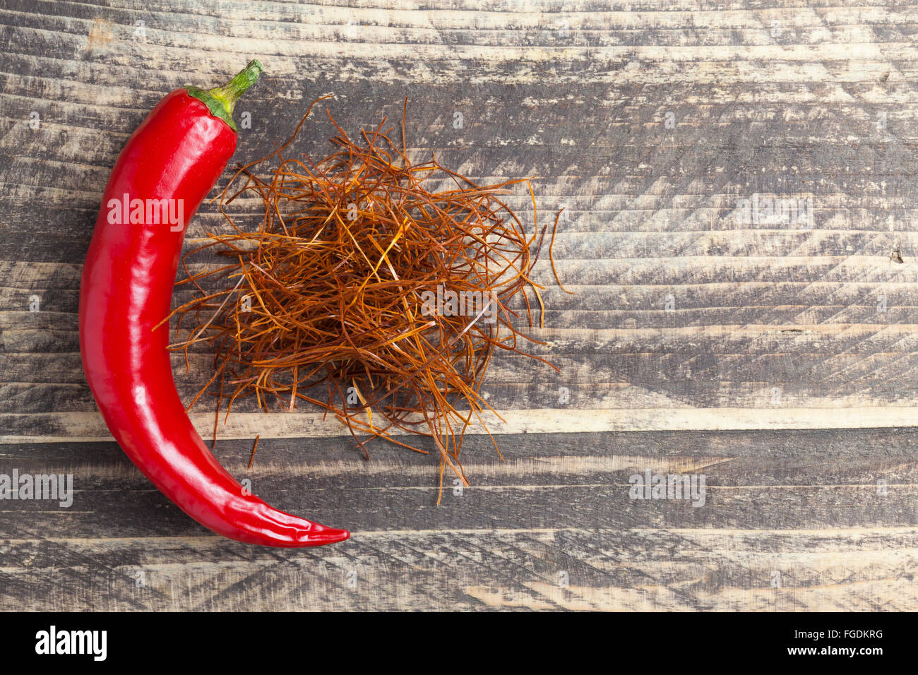 oriental asian indian spices pepper chili saffron strings curcuma on