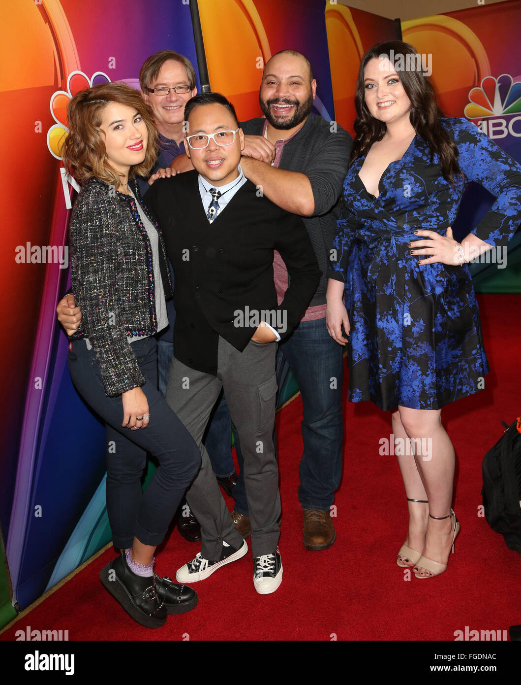 Celebrities attend 2016 NBCUniversal Press Tour at The Langham Huntington Hotel & Spa.  Featuring: Nichole Bloom, Mark McKinney, Nico Santos, Colton Dunn, Lauren Ash Where: Los Angeles, California, United States When: 13 Jan 2016 Stock Photo