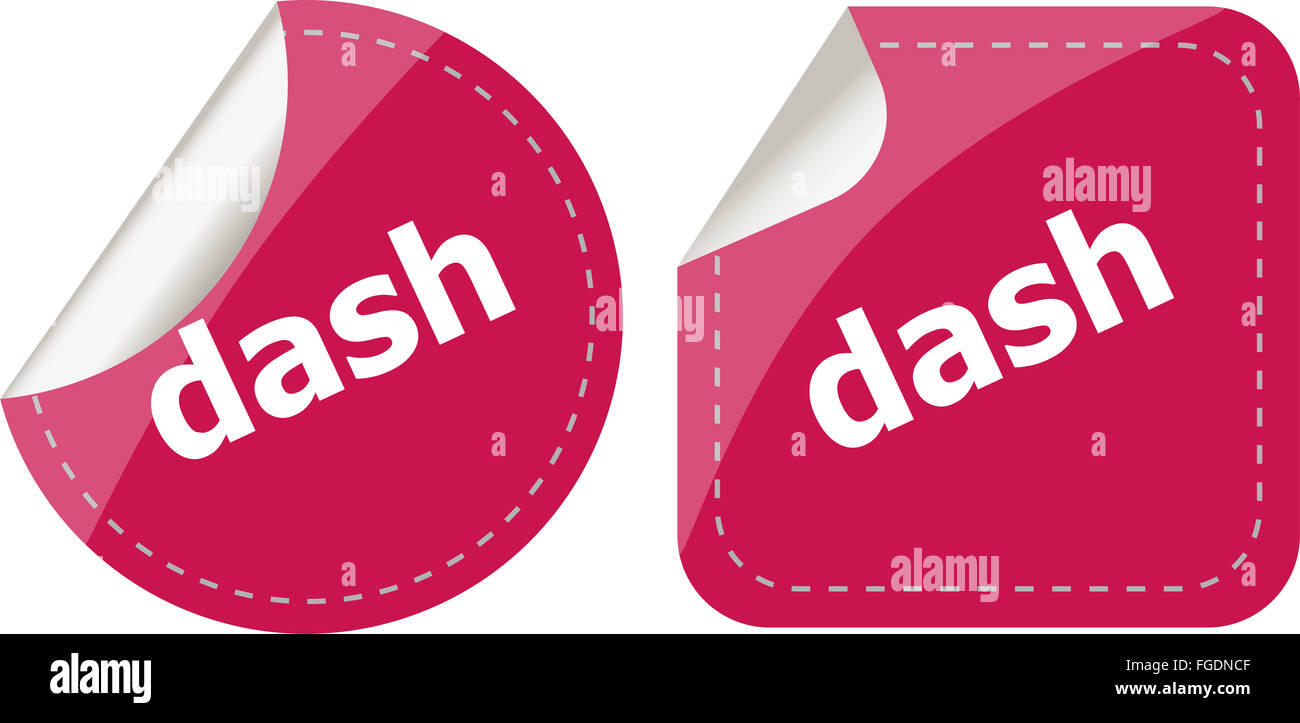 dash word stickers web button set, label, icon Stock Photo Alamy
