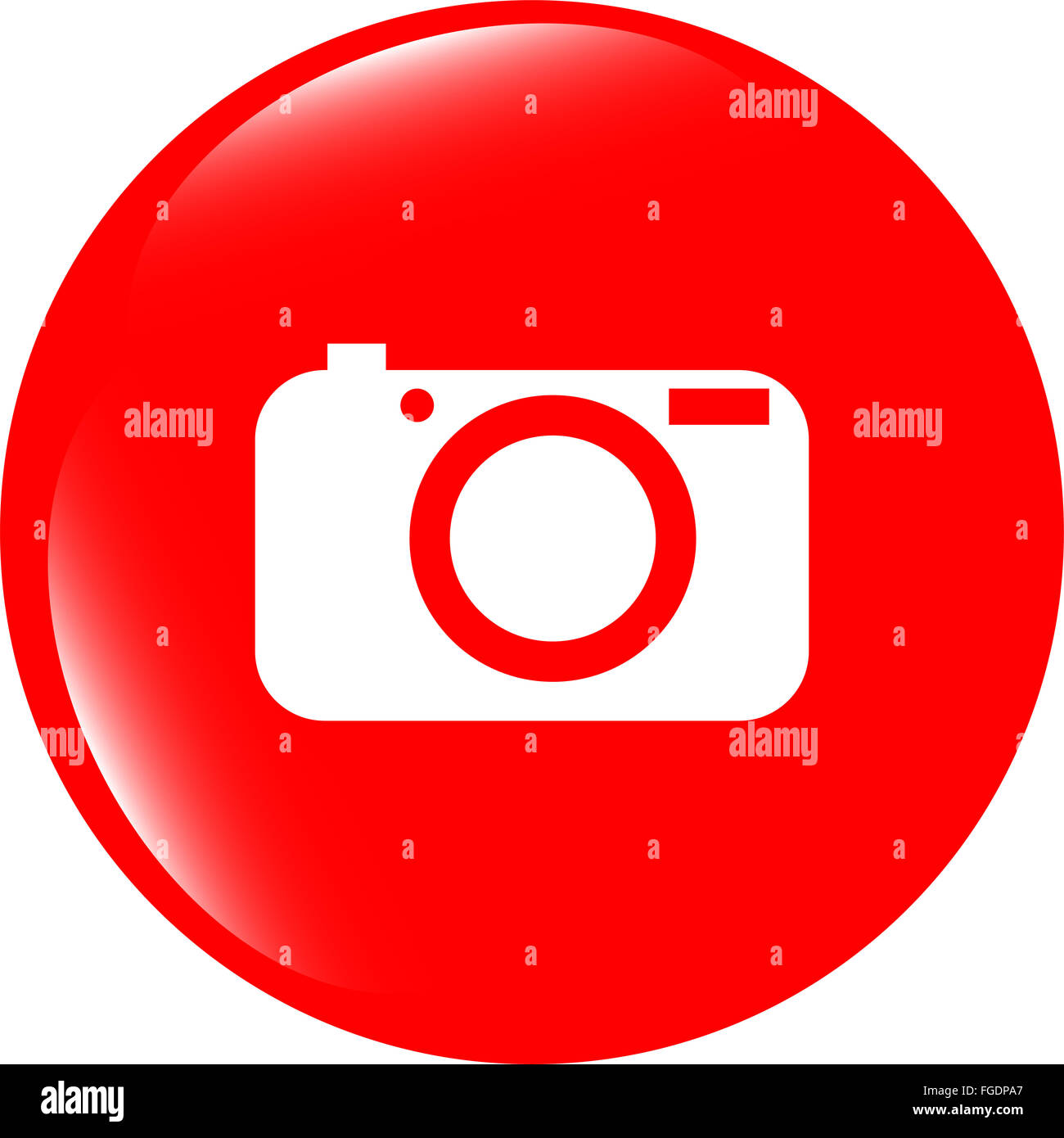 Camera icon on round internet button original illustration Stock Photo ...