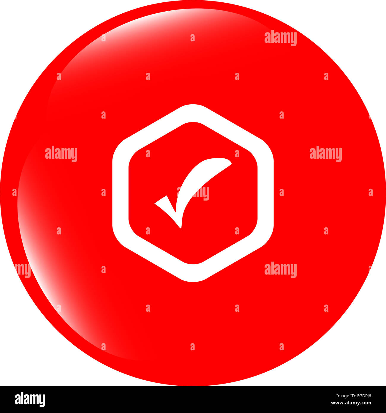 glossy web button with check mark sign, icon isolated on white Stock ...