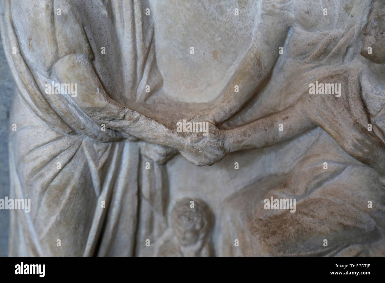 Funerary stele. Marble. Greek art. The name of deceased, Hieroclea. From ancient Izmir, Turkey. 2n century BC. Louvre Museum. Pa Stock Photo