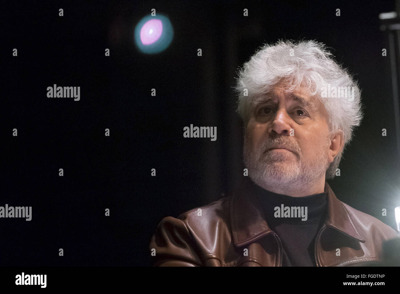 Spanish film maker Pedro Almodovar gives a master class during the Profesional Artistic School held at Fine Arts building in Madrid  Featuring: Pedro Almodovar Where: Madrid, Spain When: 13 Jan 2016 Stock Photo