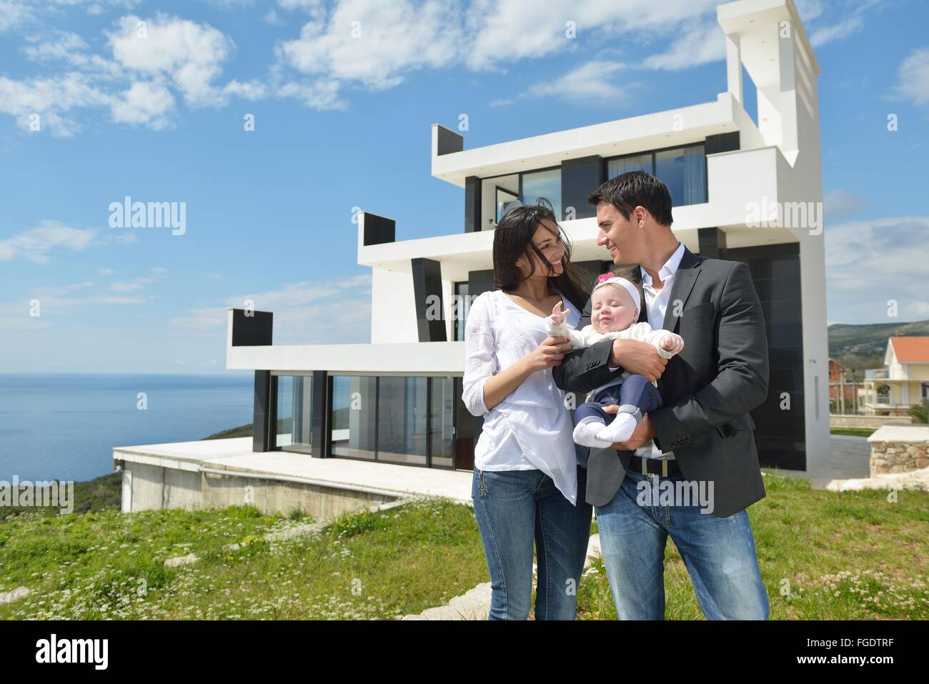 happy young family at home Stock Photo