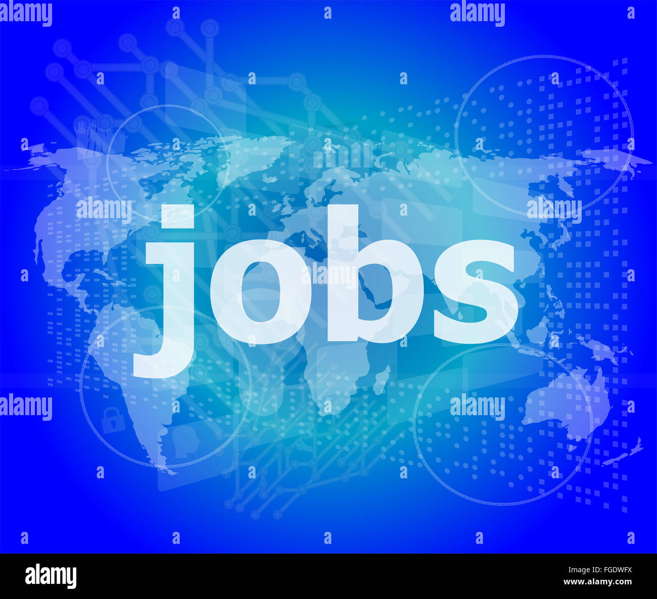 The word jobs on digital screen, social concept Stock Photo Alamy