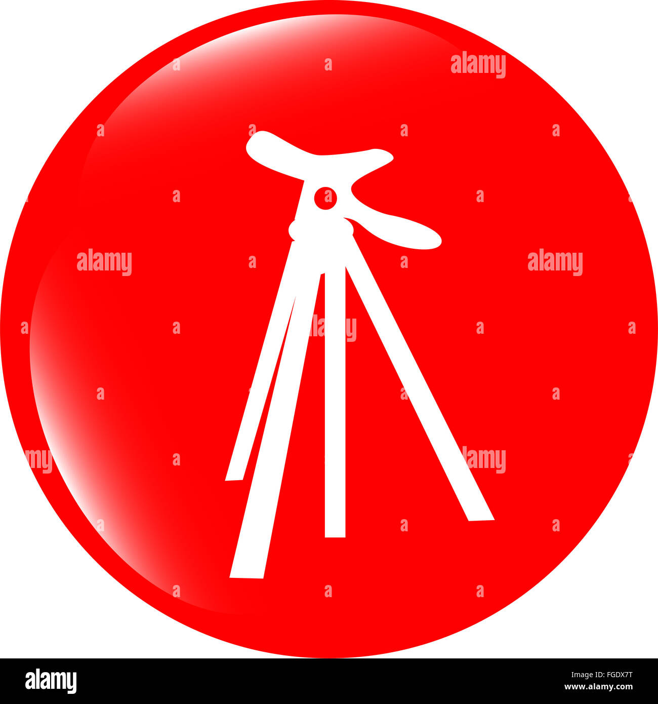 photo tripod web icon, button isolated on white Stock Photo