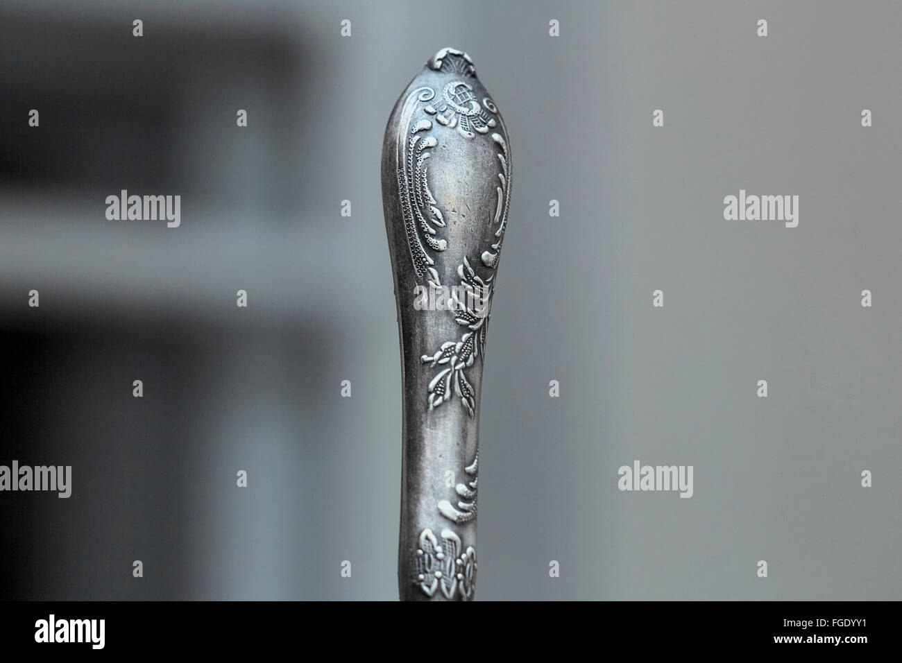 Beauty handle antique silver table knife for dinner Stock Photo