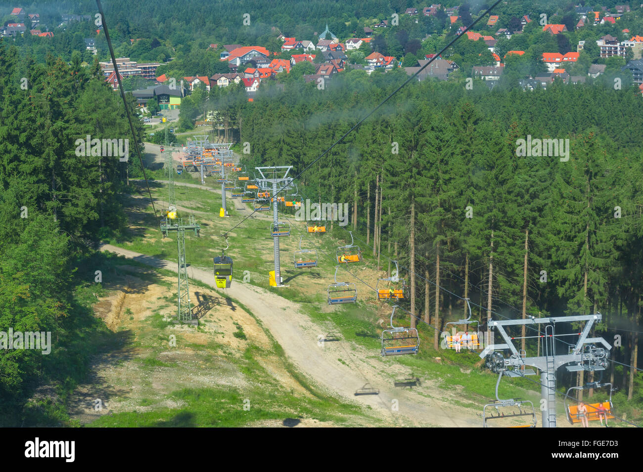 Bocksberg Seilbahn, Hahnenklee, Harz, Lower Saxony, Germany Stock Photo