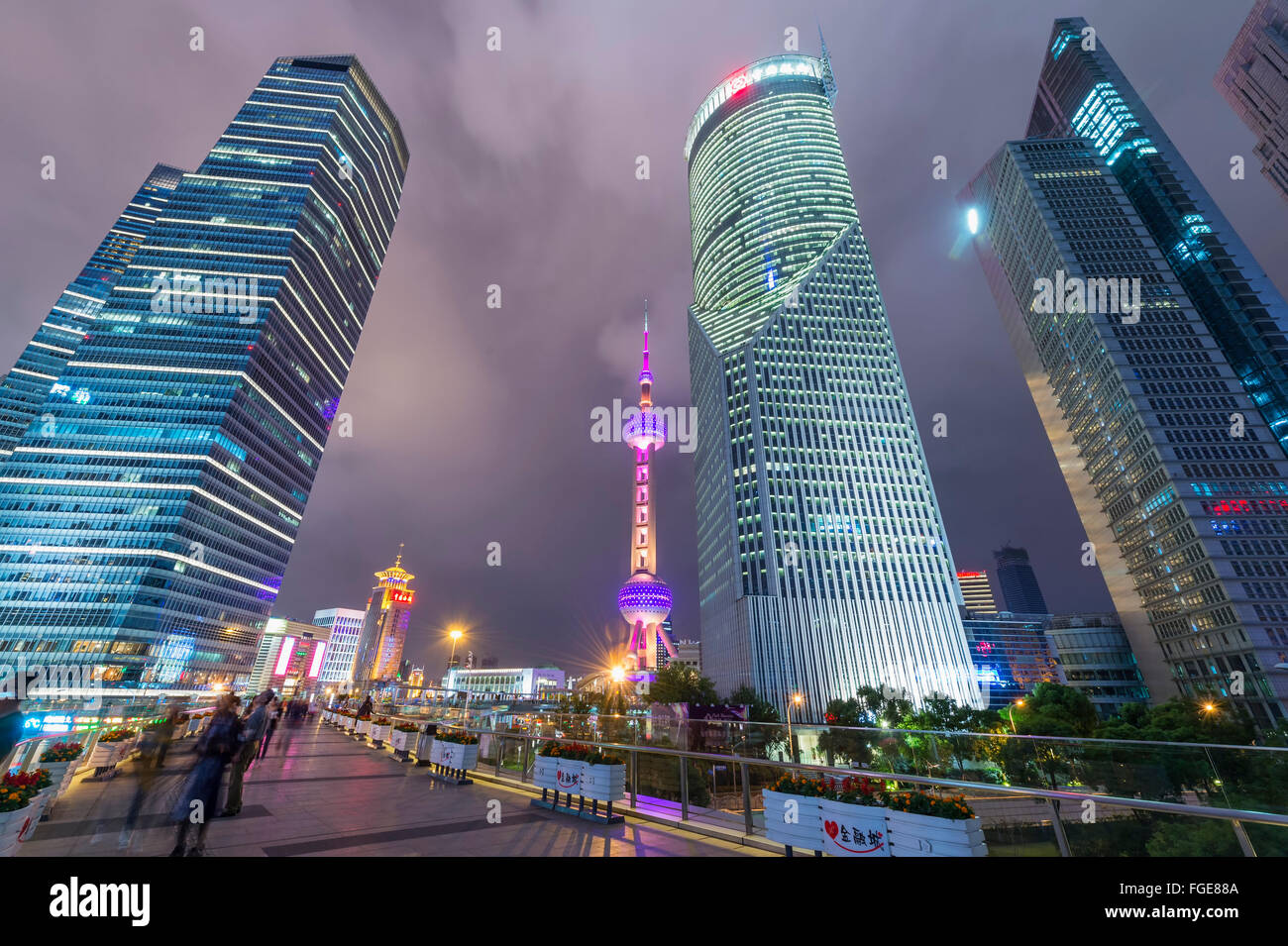 Pudong financial district at night, Shanghai, China Stock Photo - Alamy