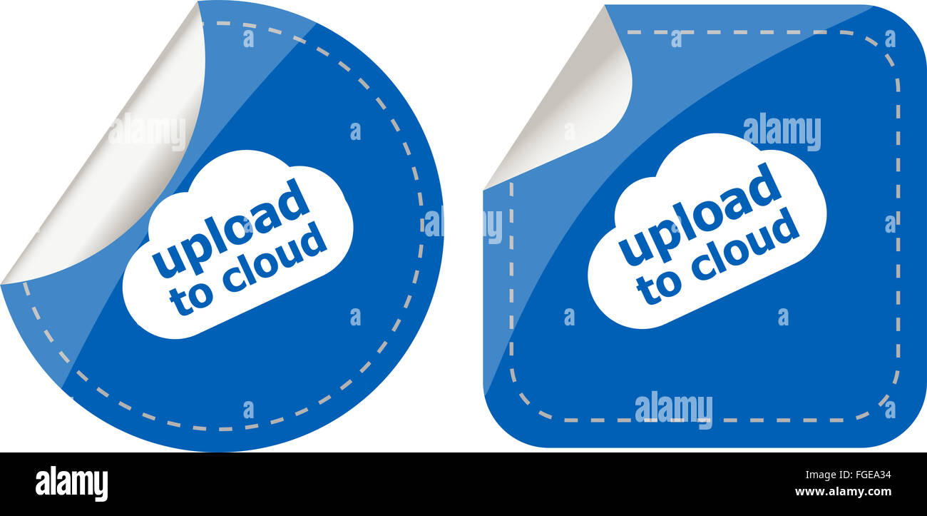 stickers label set business tag with upload to cloud word Stock Photo