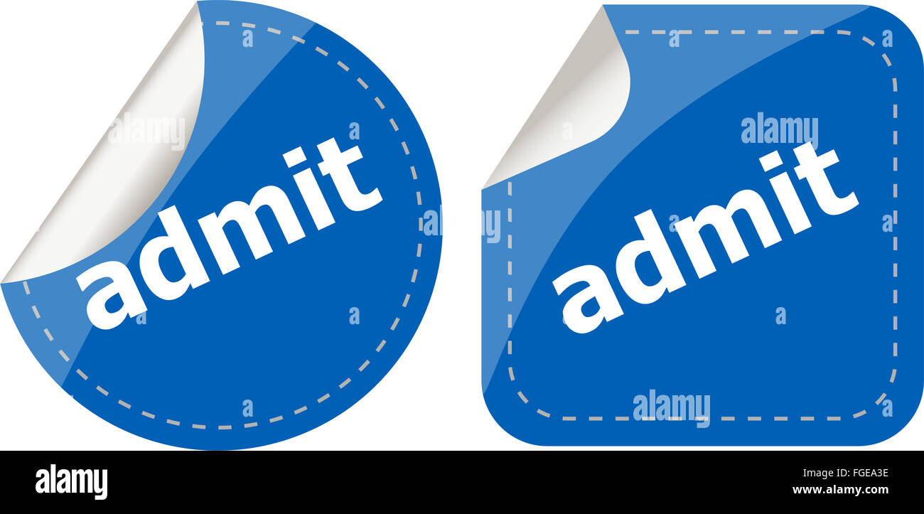 admit word stickers set, icon button, business concept Stock Photo - Alamy