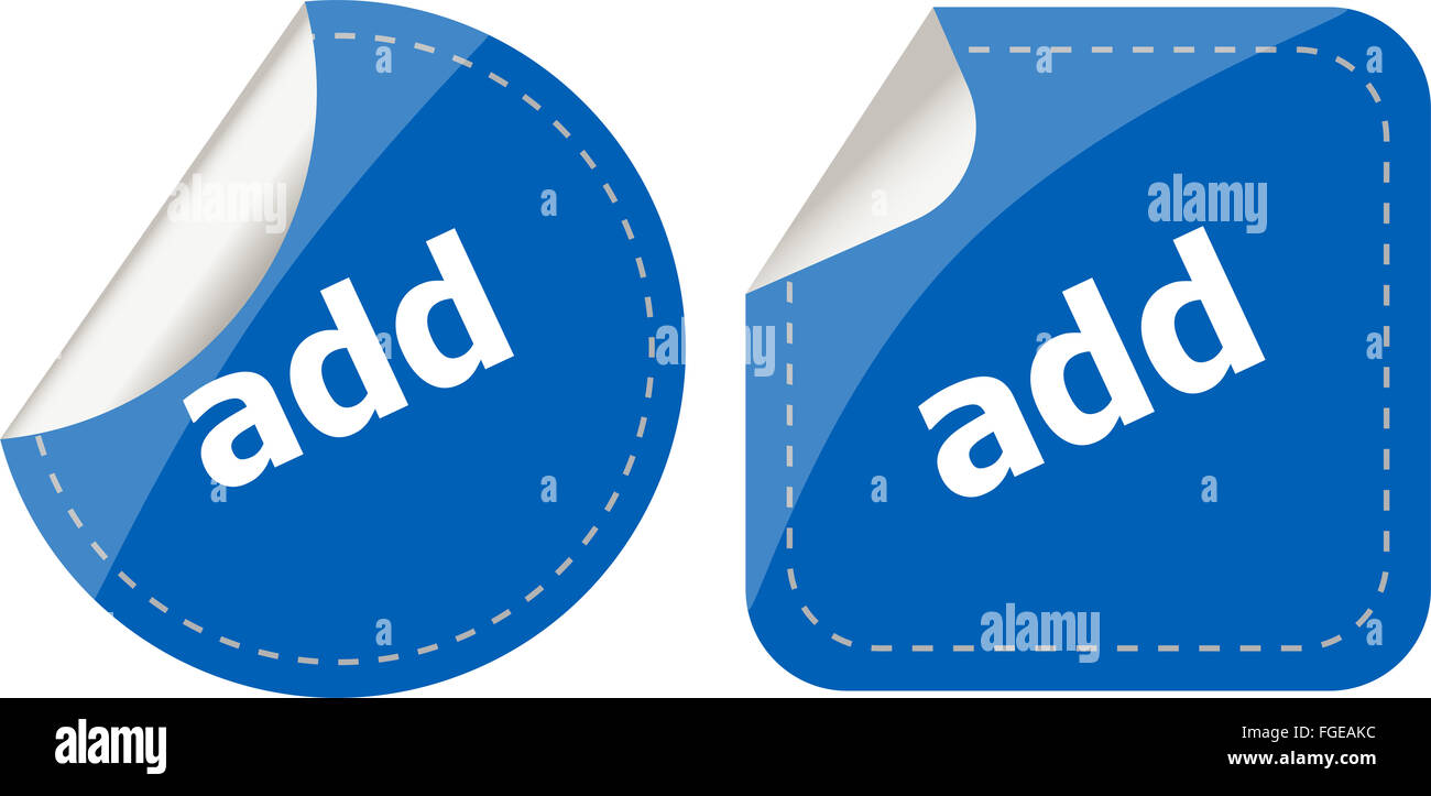add stickers set, icon button isolated on white Stock Photo - Alamy