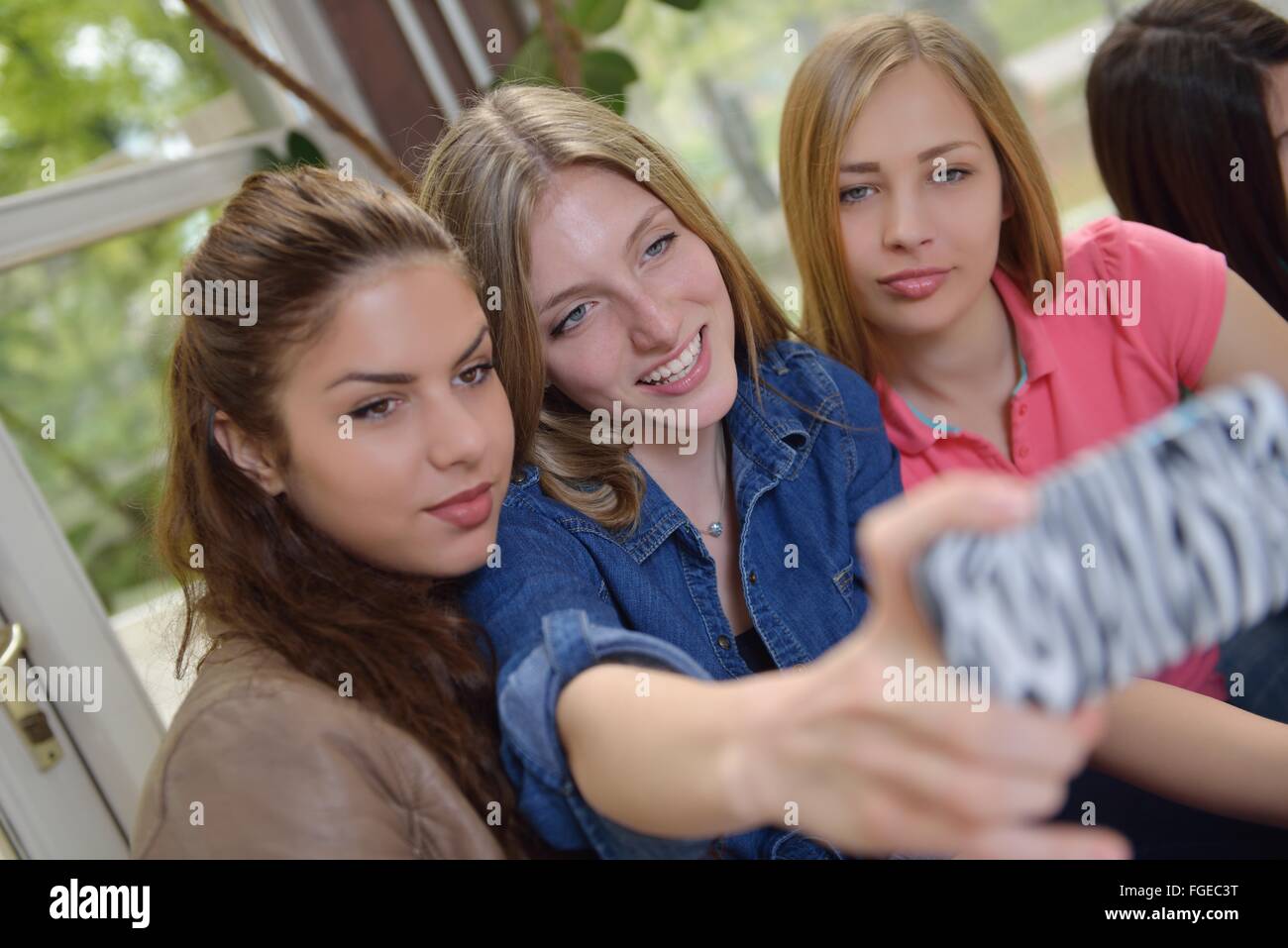 teens group in school Stock Photo