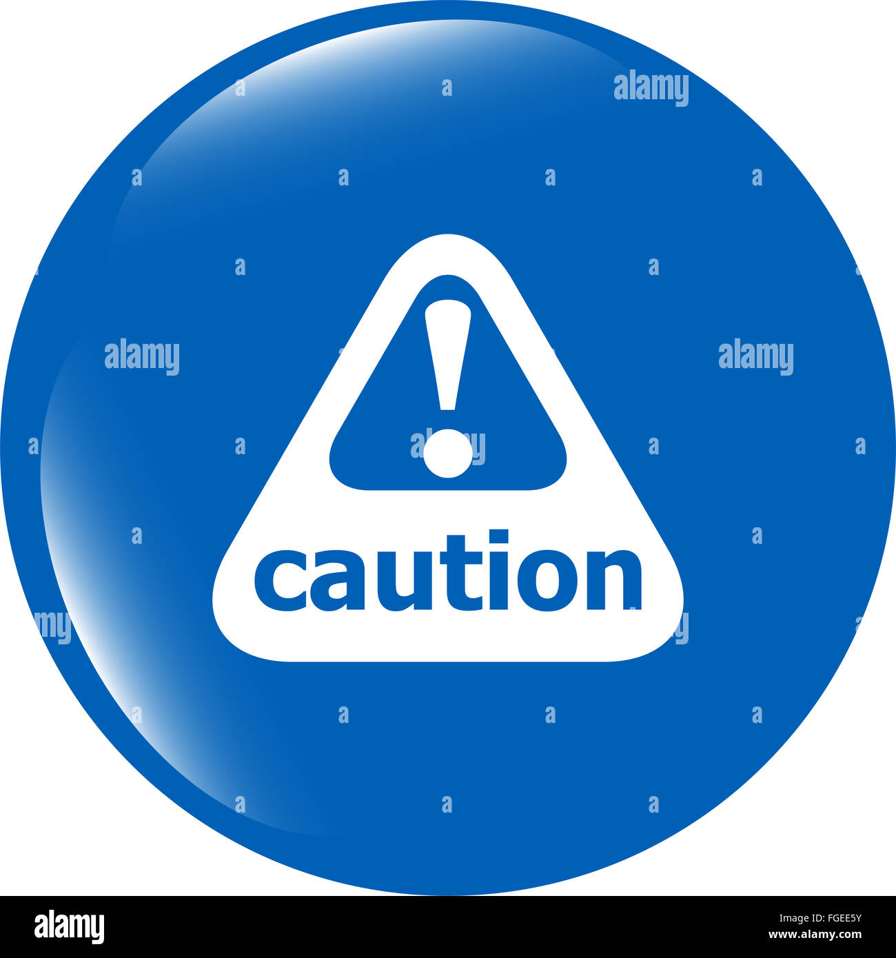 Attention caution sign icon. Exclamation mark. Hazard warning symbol. Modern UI website button Stock Photo
