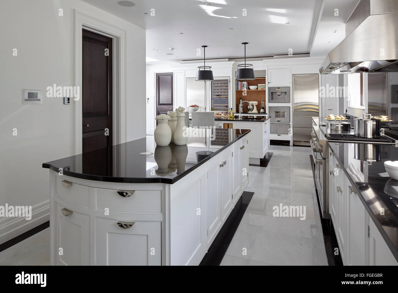 Smallbone Kitchen Interior With Island In Black White Gloss