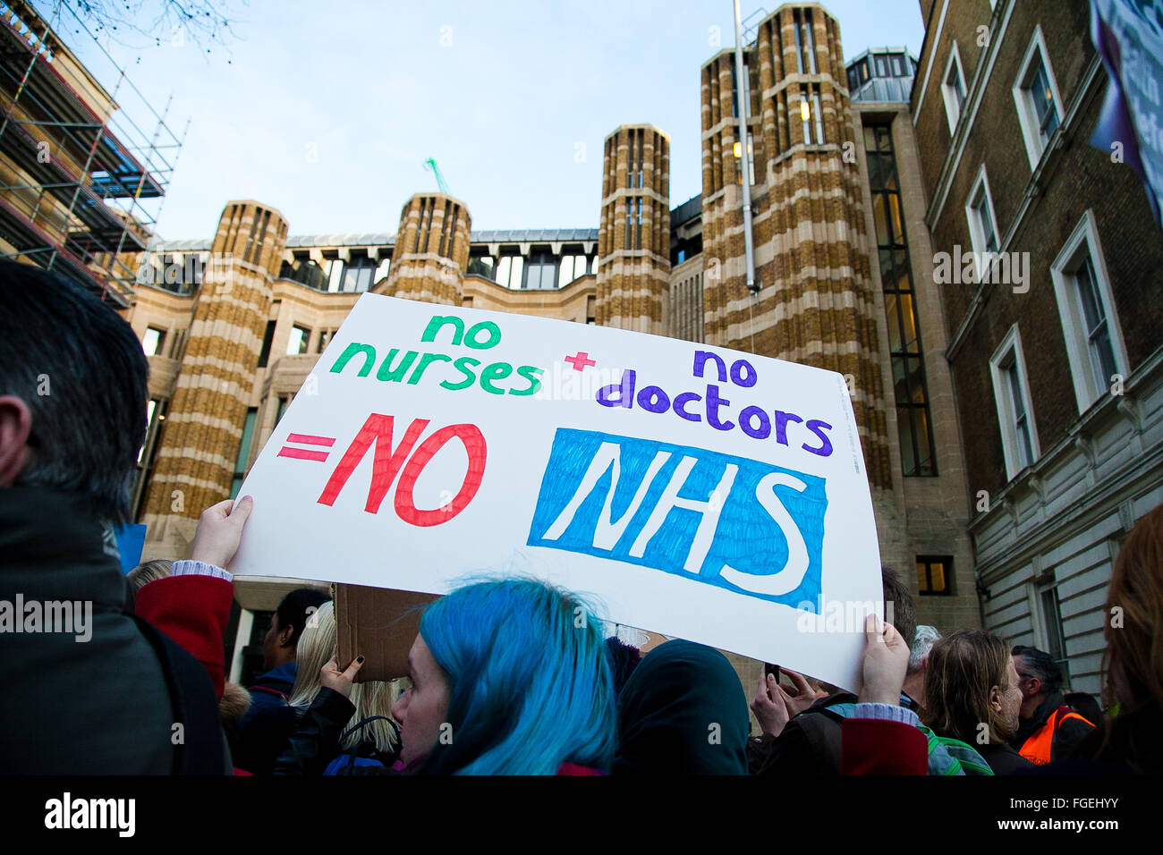 London, UK. 2nd December, 2015. Student nurses protest against removal of NHS bursaries outside the Department of Health Stock Photo