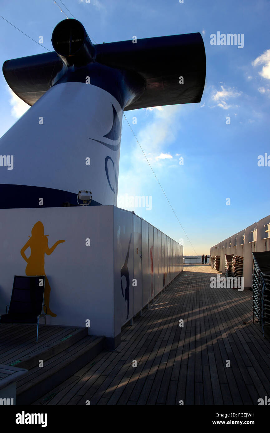 Sun deck of a cruise ship Stock Photo - Alamy