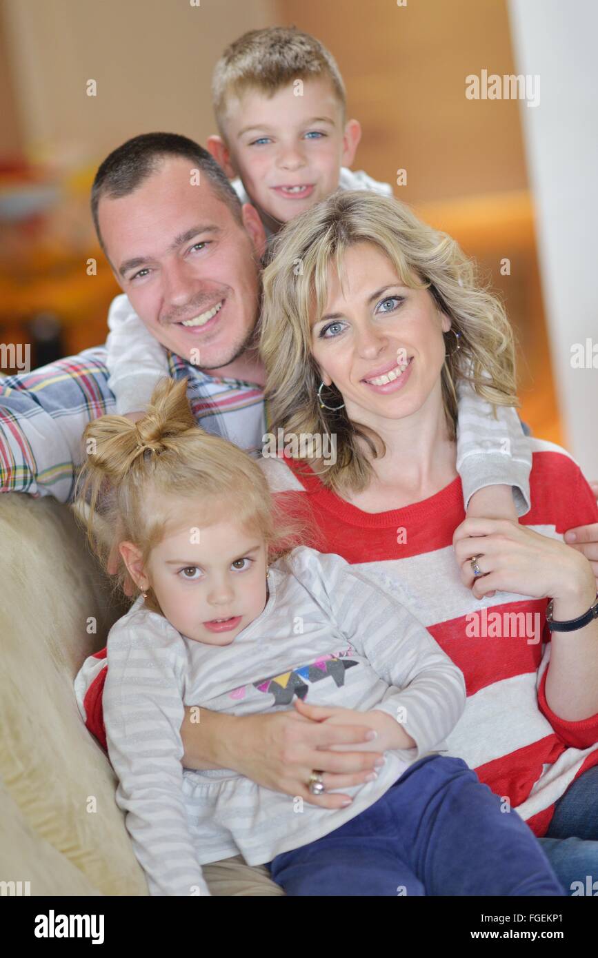 happy young family at home Stock Photo