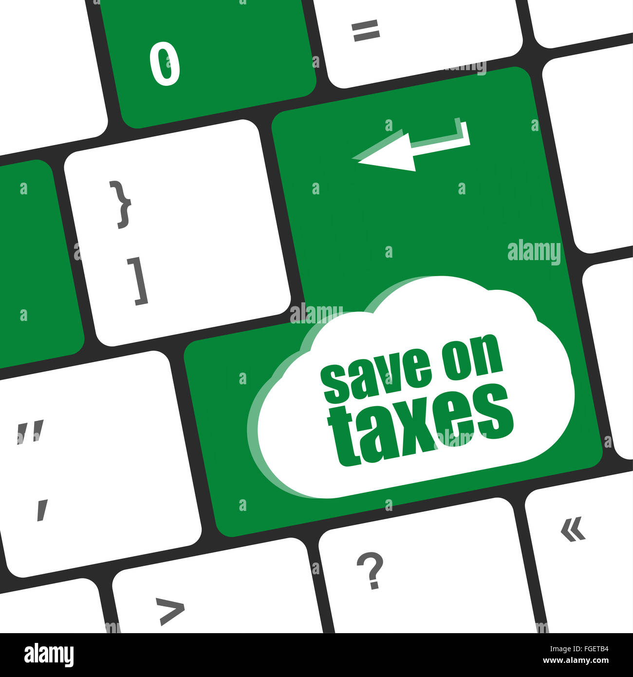 save on taxes word on laptop keyboard key, business concept Stock Photo