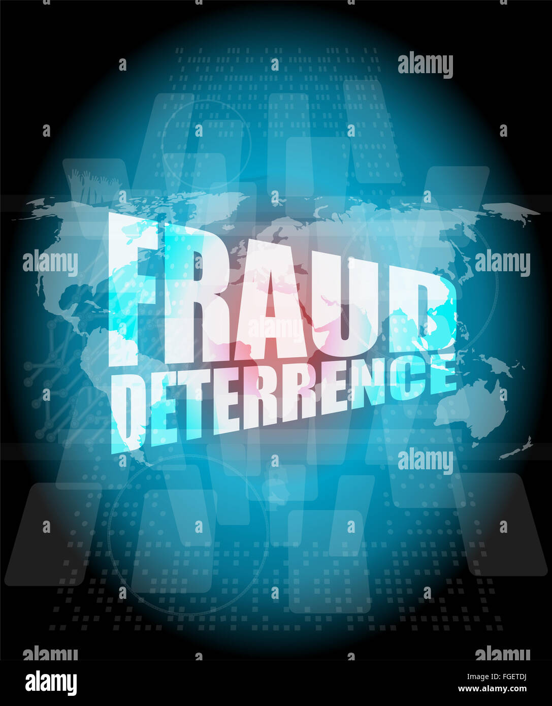 Management concept: fraud deterrence words on digital screen Stock Photo