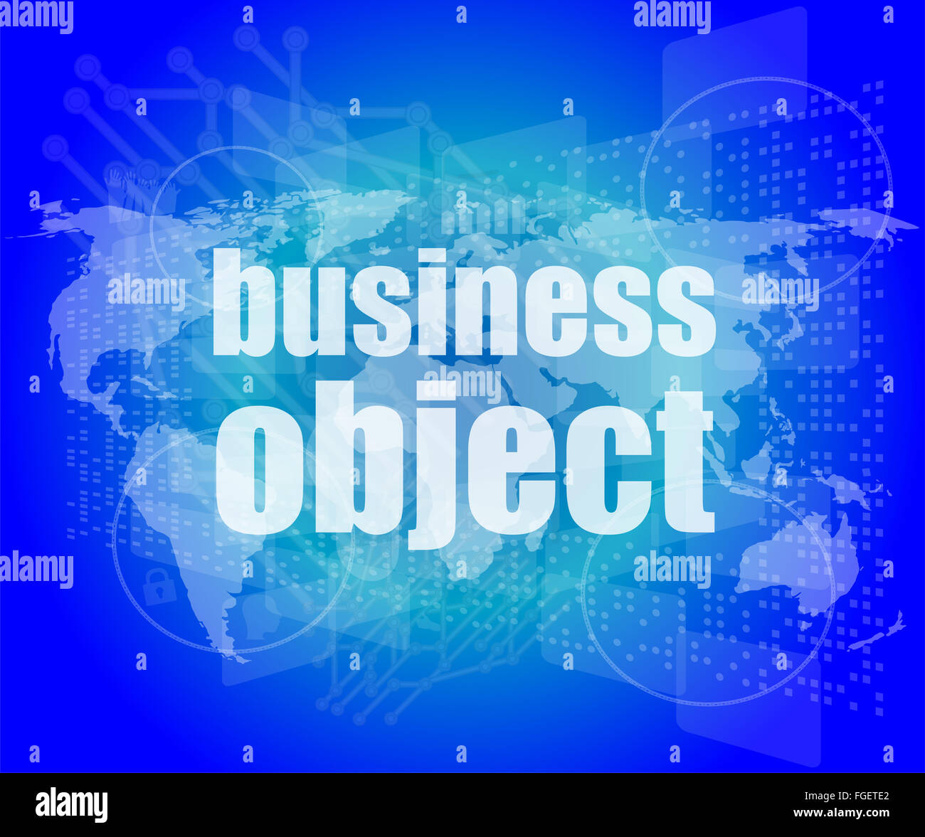 business object word on digital screen, mission control interface hi