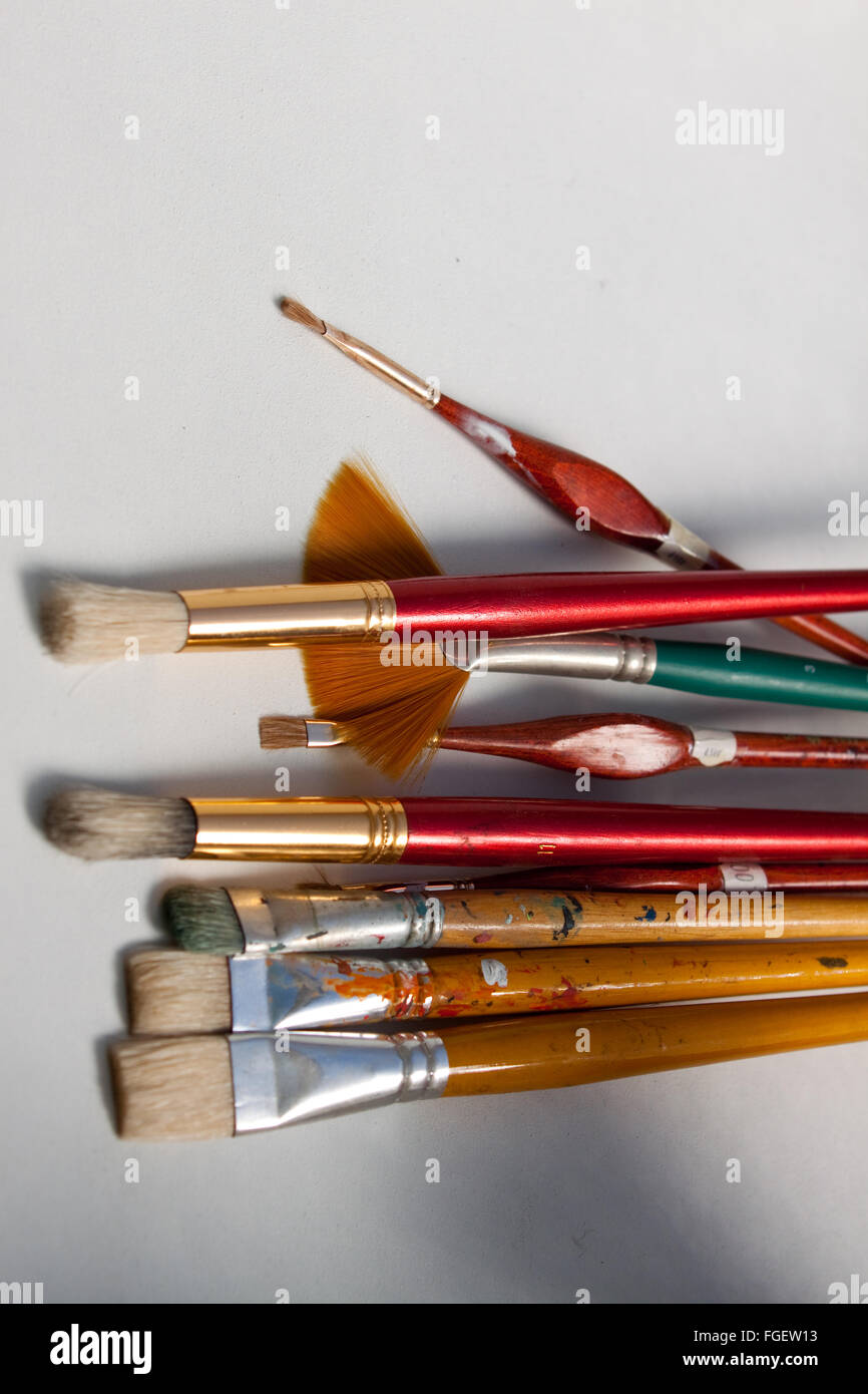 Art tools set fan paintbrush hi-res stock photography and images - Alamy