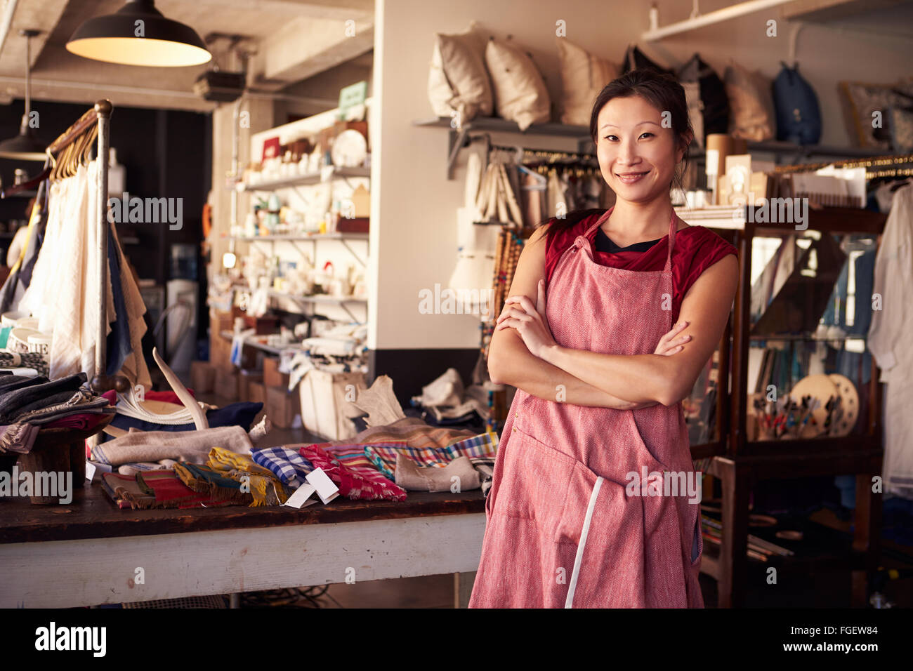 Portrait Of Female Owner Standing In Gift Store Stock Photo